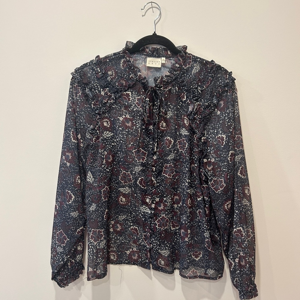 Atelier Rêve Sheer Patterned Blouse - Picture 2 of 4